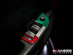 Alfa Romeo Giulia Door Trim - Window Switch Trim Kit - Carbon Fiber - Italian Theme - Feroce Carbon